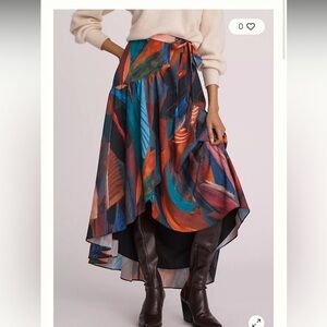 B NWT Brand new Women's Anthropologie Hutch Printed Wrap Maxi Skirt